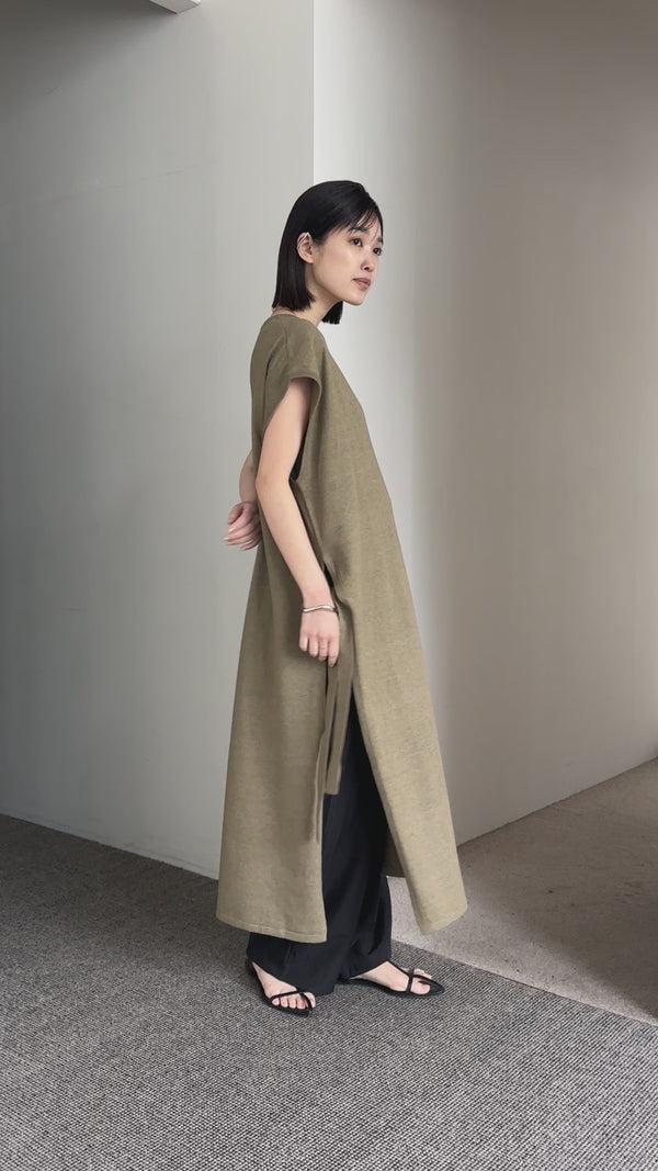 【Et】Key Neck Knit Vest Dress