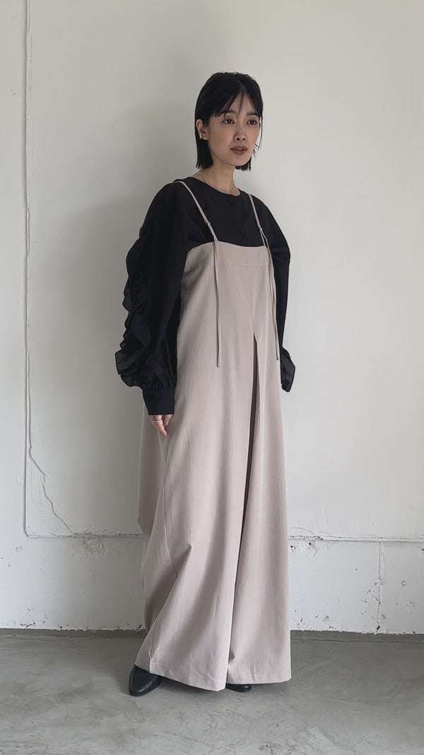 【Et】Tucked Wide Overalls