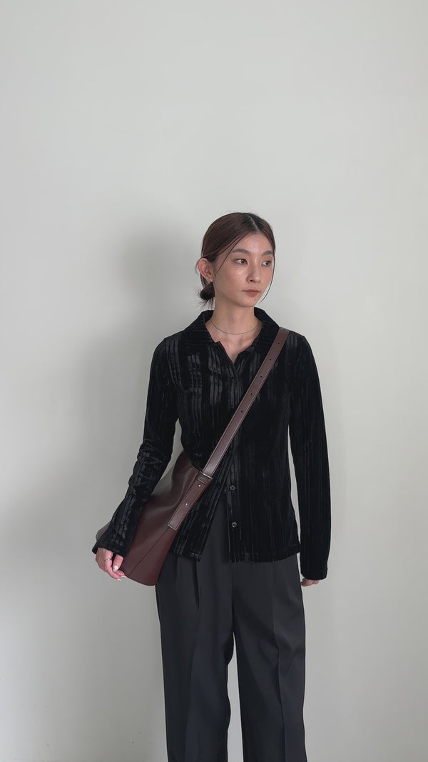 ランダムストライプベロアシャツ