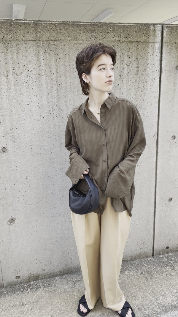 シアーチェックオープンスリーブシャツ