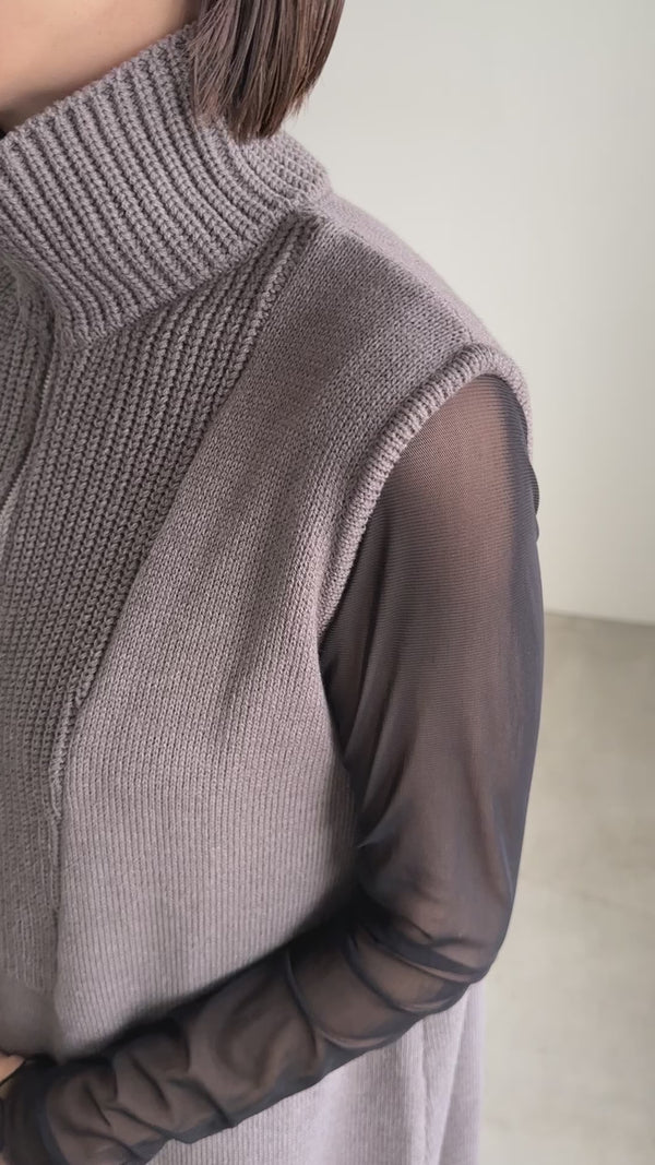 コットンニットベストワンピース