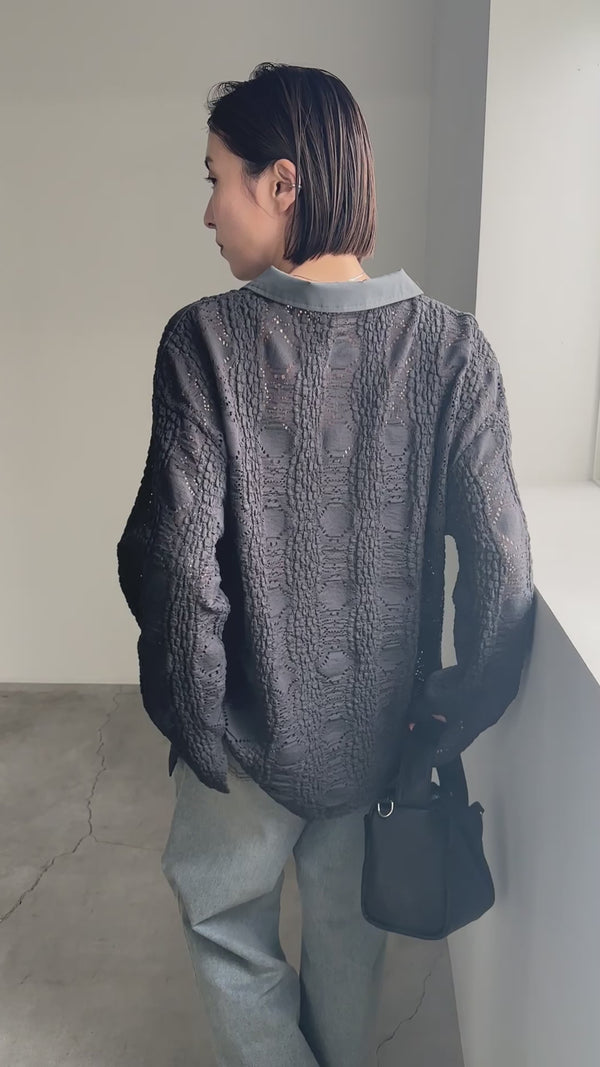 カットレースジャガードシャツ