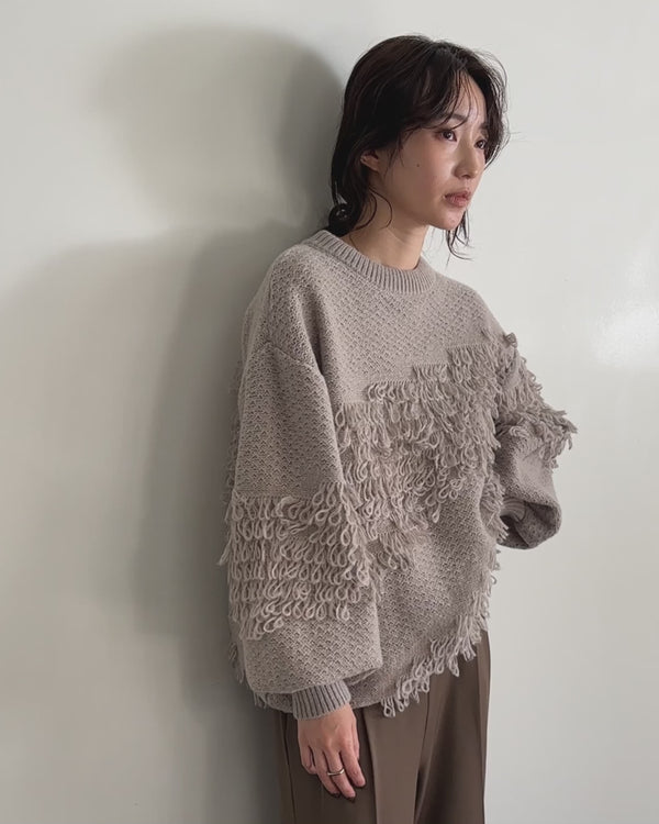 【Et】Asymmetrical Loop Panel Knit