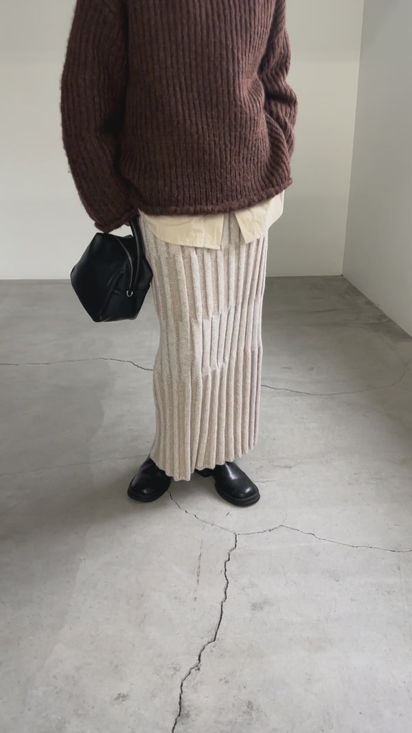 メランジリブニットタイトスカート