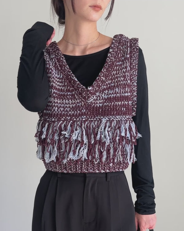 2WAYミックスフリンジベスト