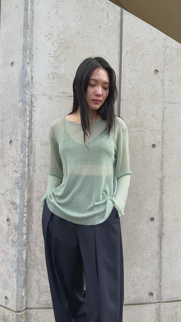 バックスリットシアーカットソー