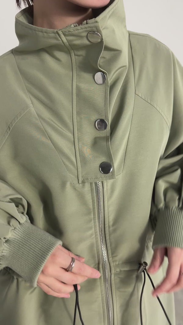 スタンドネックドロストコート