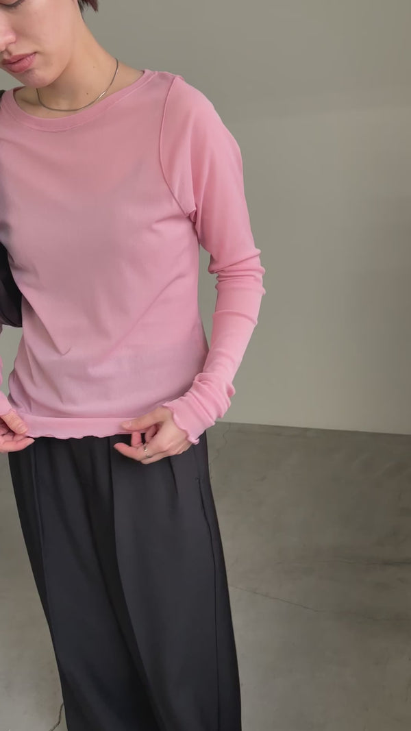 クルーネックリンキングメローシアープルオーバー