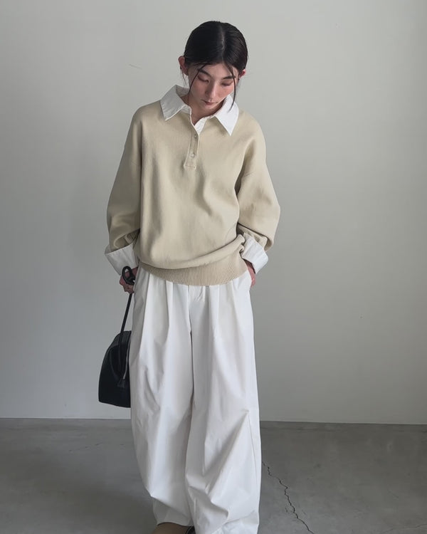 シャツカラードッキングニット