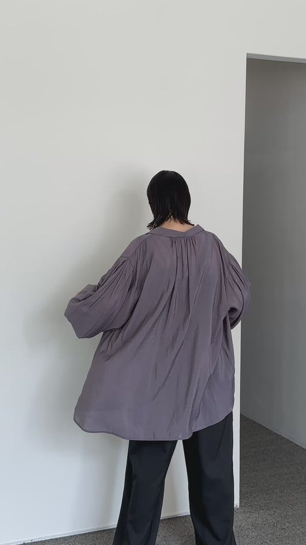 【Et】Sleeve Gathered Sheer Wide Shirt