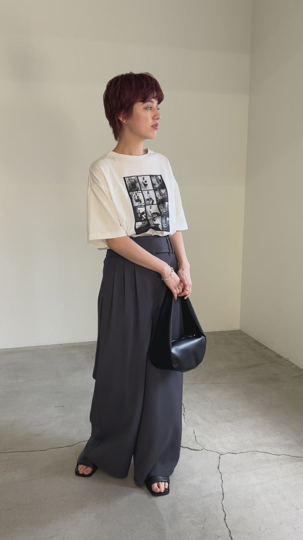 ウエストデザインベルトワイドパンツ