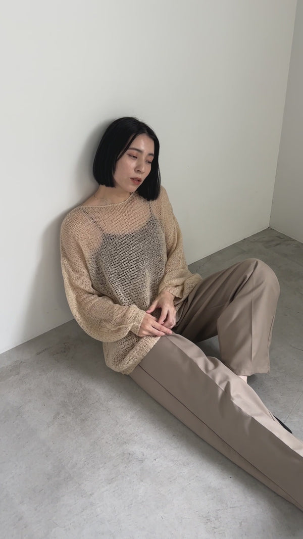 モヘアタッチローゲージシアープルオーバー