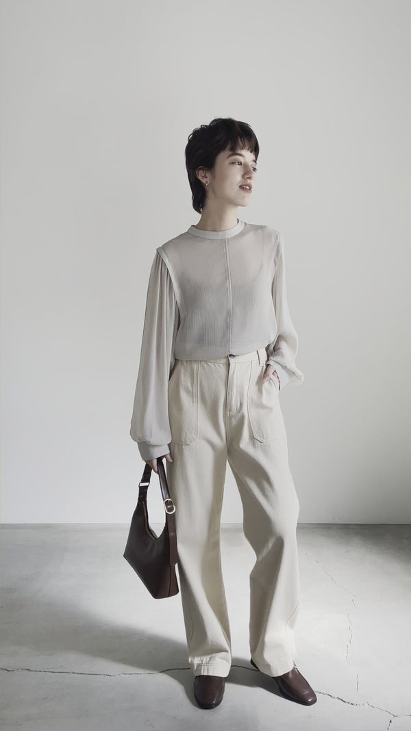 2way楊柳ボリュームスリーブブラウス