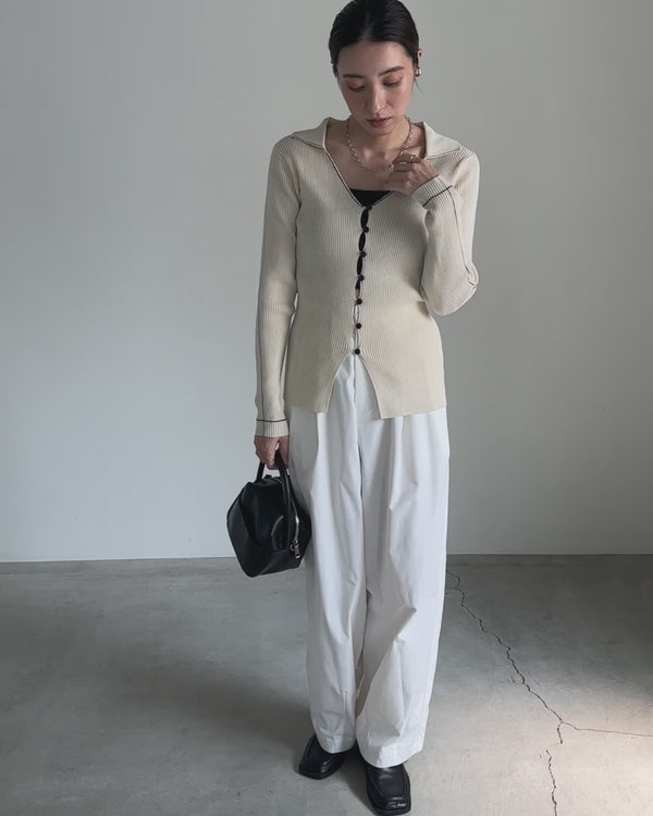 バイカラーラインニットカーディガン