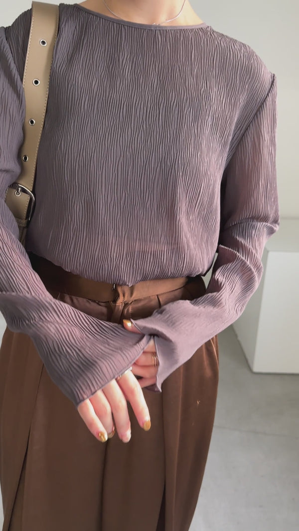 ランダムプリーツシアートップス