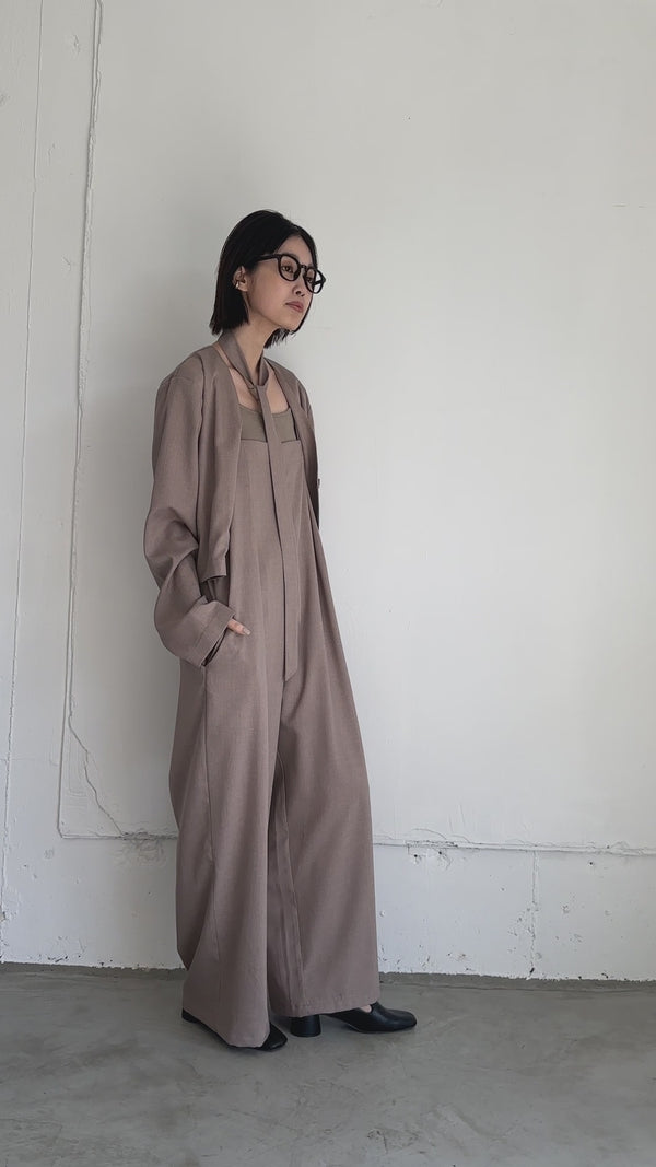 【Et】No-Collar Jacket Overalls Set
