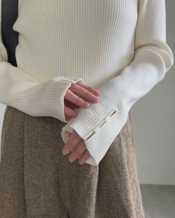 スリーブスリットプチハイリブニット