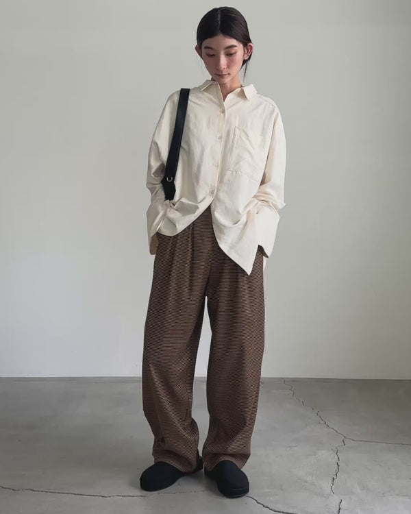 チェック柄タックパンツ