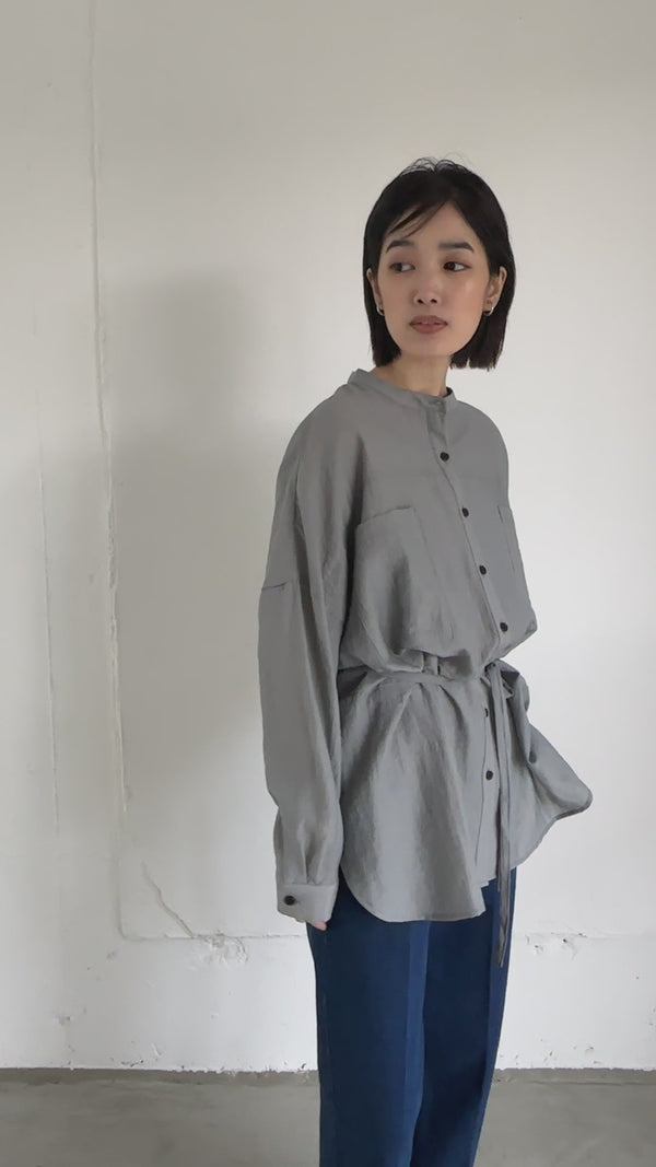 【Et】Band Collar Oversize Blouse