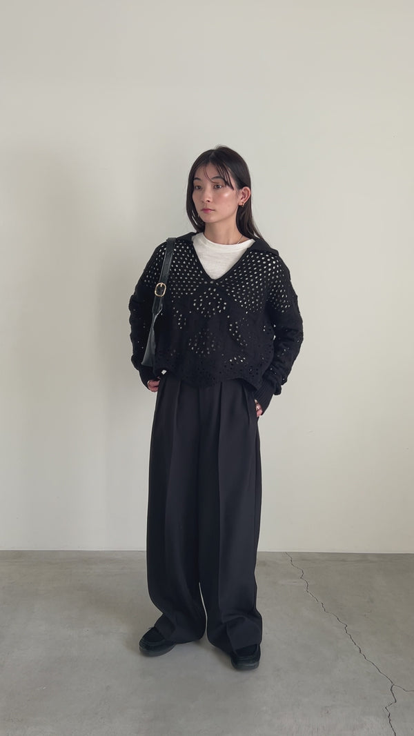 透かし編みスキッパーニット