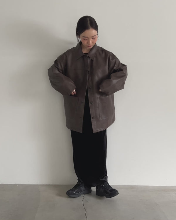 ステンカラーフェイクレザージャケット【by SON】