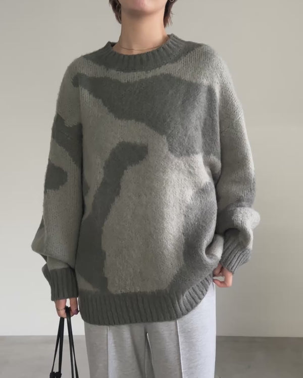 ニュアンス柄シャギーニット