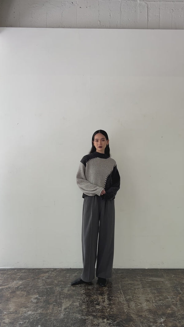 ハンドステッチバイカラーニット