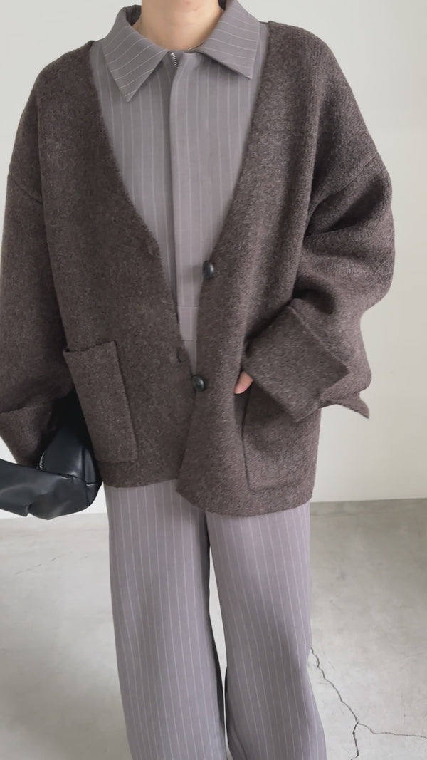 ワイドスリーブVネックニットカーディガン