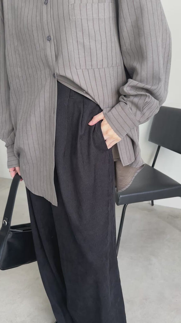 ピーチスキンストライプオーバーシャツ