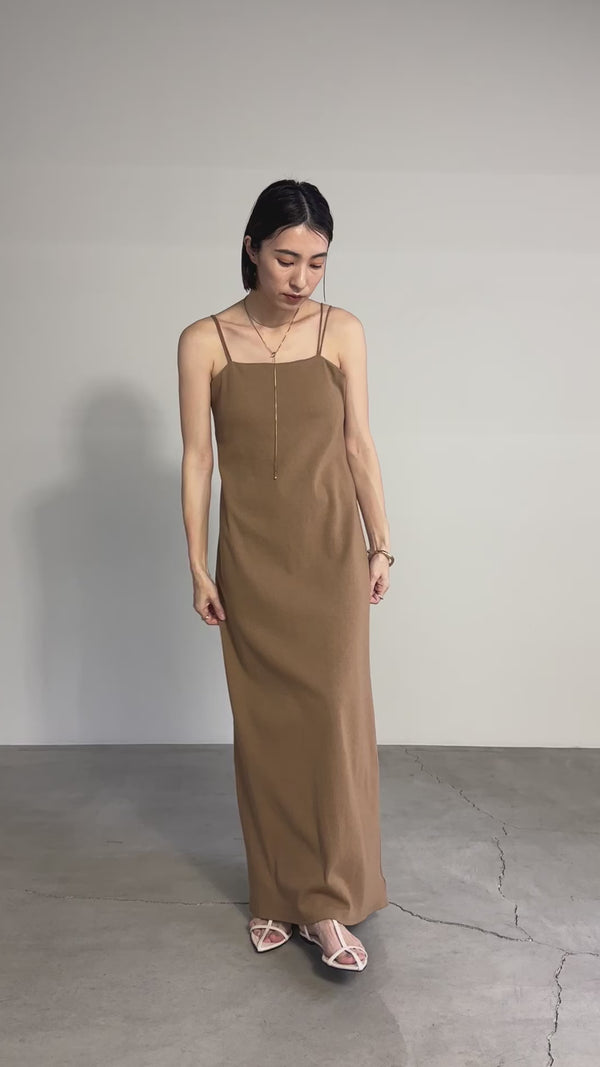 【3サイズ展開】ダブルストラップカップ付きリブキャミワンピース