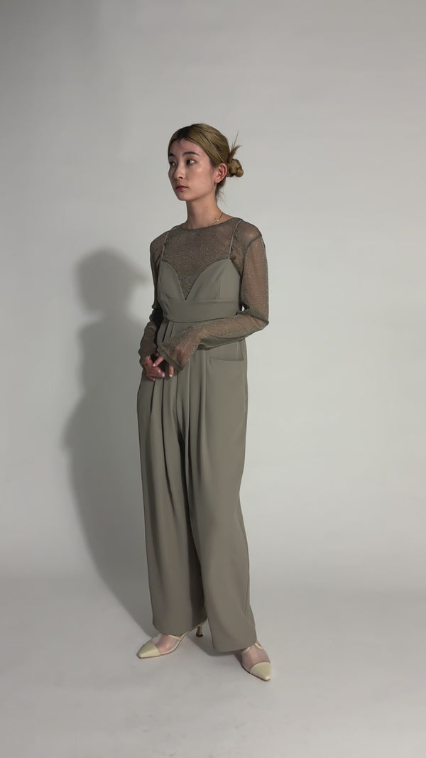 【オケージョン/結婚式】レイヤードキャミオールインワン