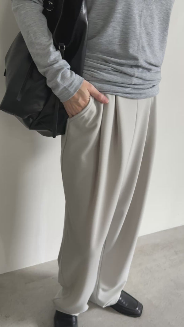 丈長め / カットジョーゼットタックパンツ