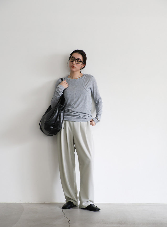 丈長め / カットジョーゼットタックパンツ – SELECT MOCA