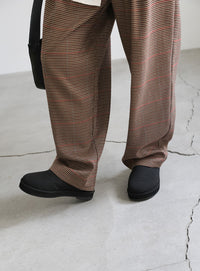 チェック柄タックパンツ