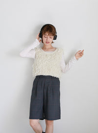 チェック柄ハーフパンツ