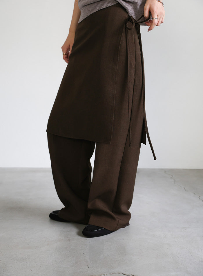 ラップスカートレイヤードスラックス