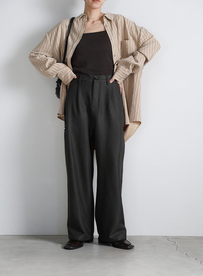 サイドポケットストレートスラックスパンツ