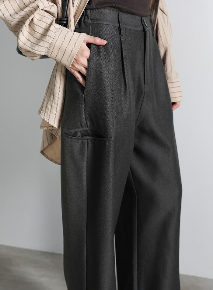 サイドポケットストレートスラックスパンツ