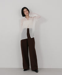 ハイウエストコットンカーブシルエットパンツ
