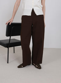 ハイウエストコットンカーブシルエットパンツ