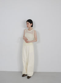 ハイウエストコットンカーブシルエットパンツ