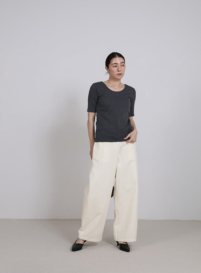 ハイウエストコットンカーブシルエットパンツ – SELECT MOCA