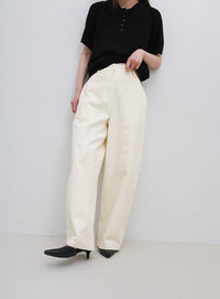 ハイウエストコットンカーブシルエットパンツ