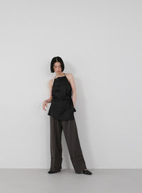 ロールアップツータックワイドストレートスラックス