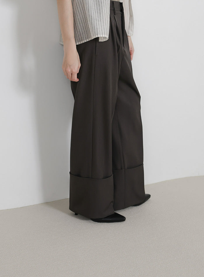 ロールアップツータックワイドストレートスラックス – SELECT MOCA