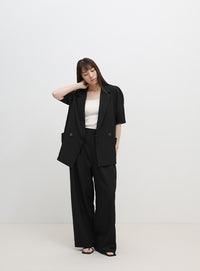 リネンタッチタックワイドパンツ【セットアップ対応可】