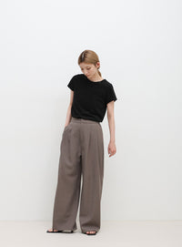 リネンタッチタックワイドパンツ【セットアップ対応可】