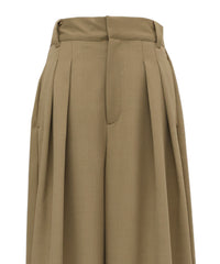 【Et】Crepe Wide Tuck Pants