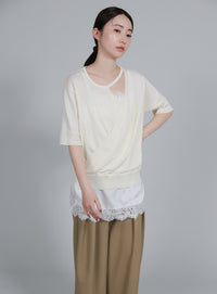 【Et】Crepe Wide Tuck Pants