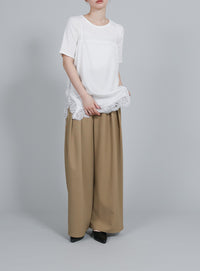 【Et】Crepe Wide Tuck Pants